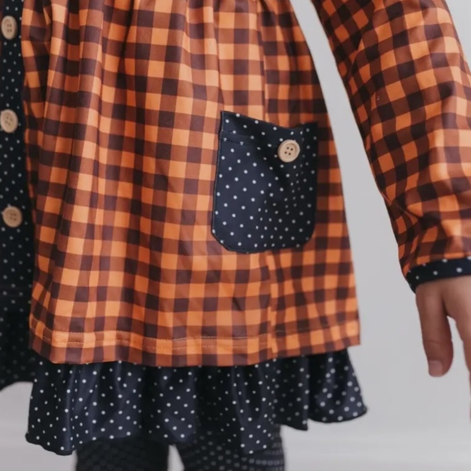 Navy & Rust Gingham Ruffle Set