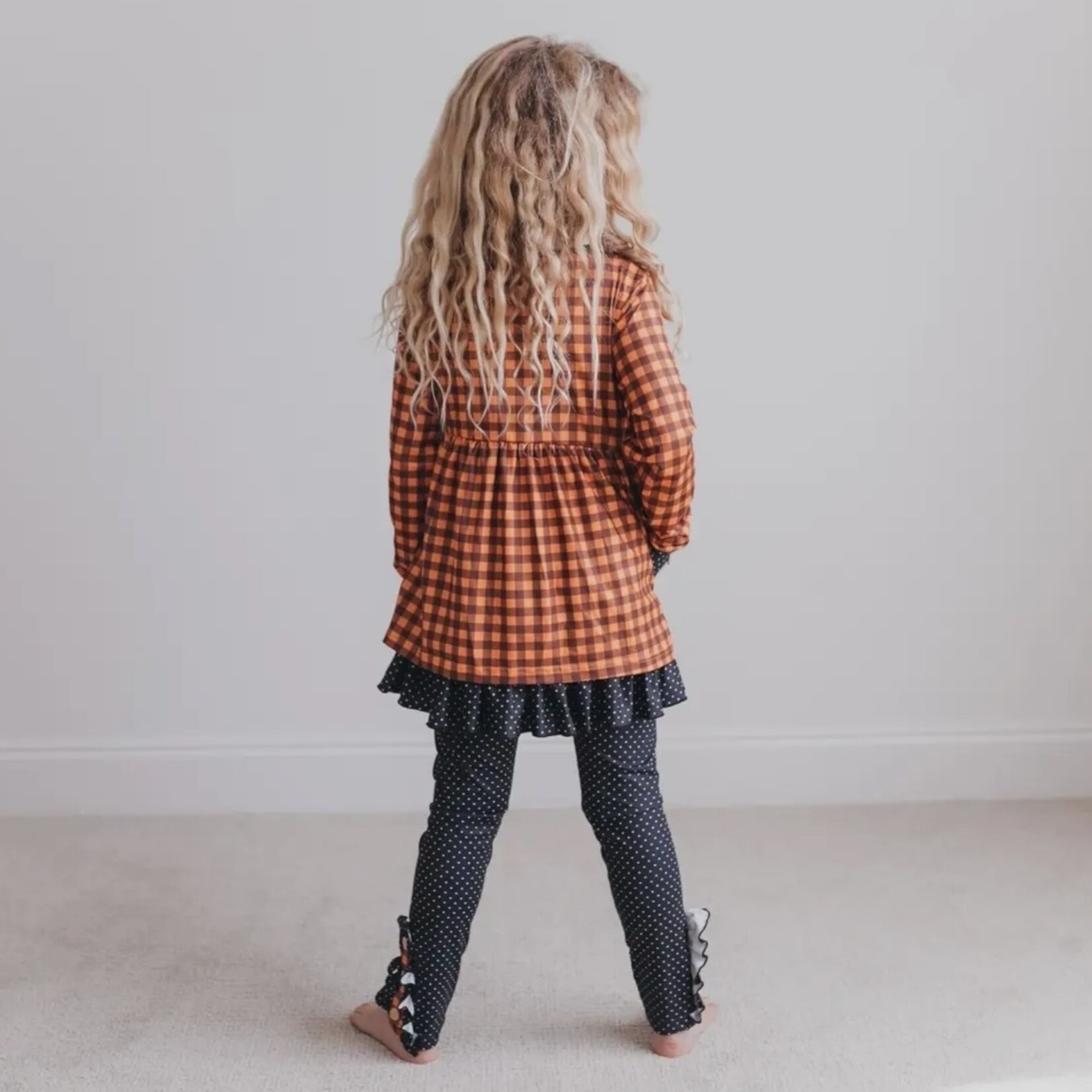 Navy & Rust Gingham Ruffle Set