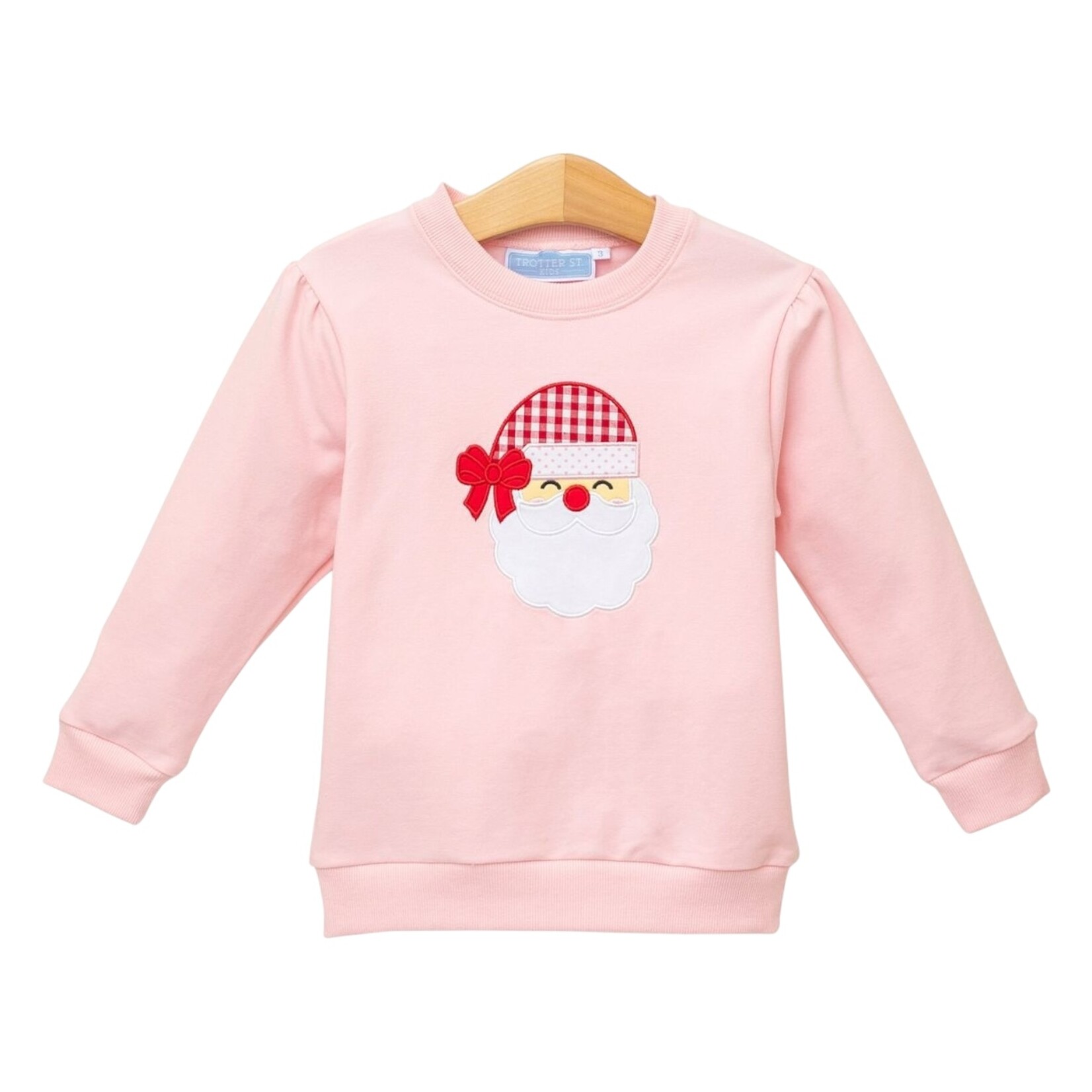 Trotter Street Kids French Terry Santa Pullover - Pink