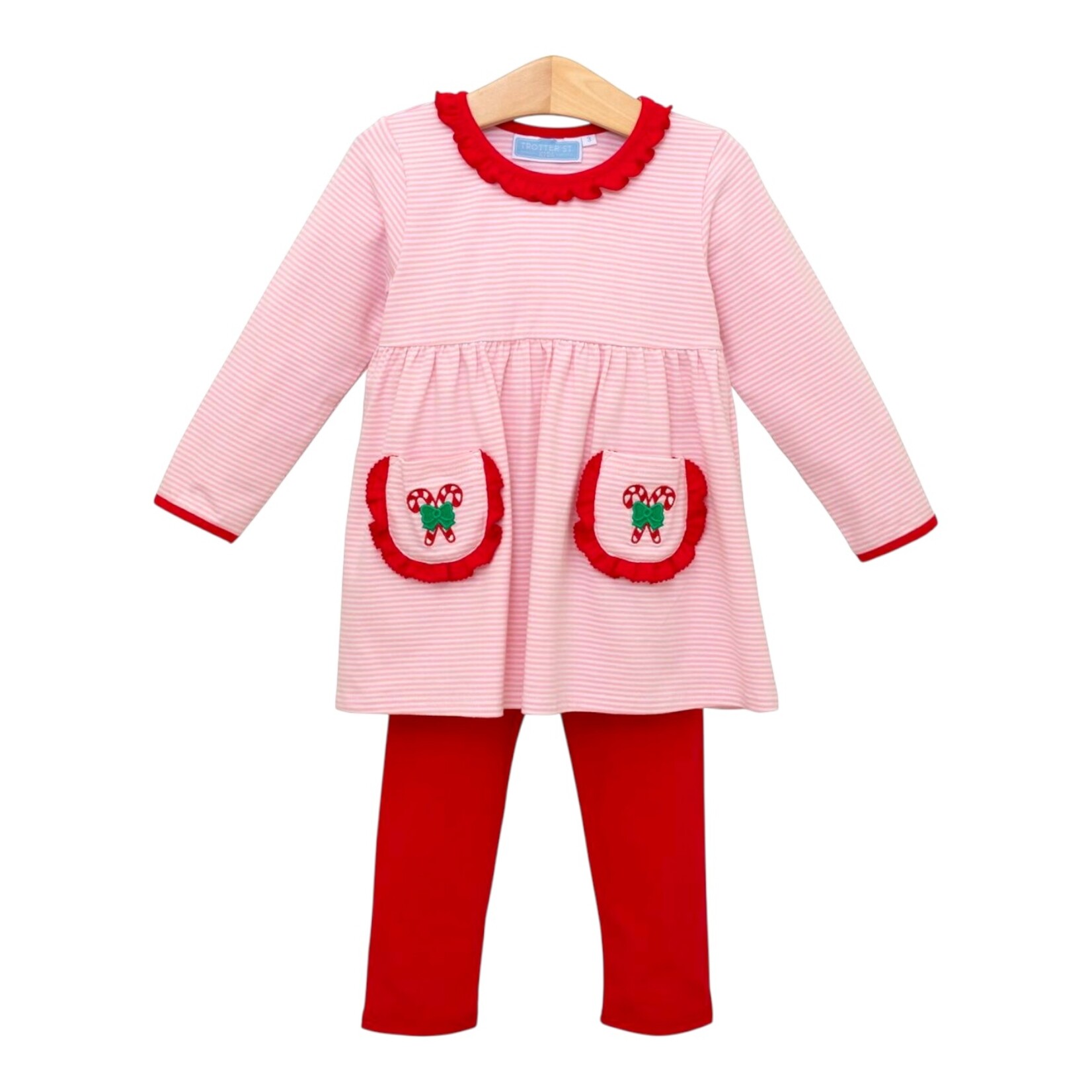 Trotter Street Kids Candy Cane Ruffle Set