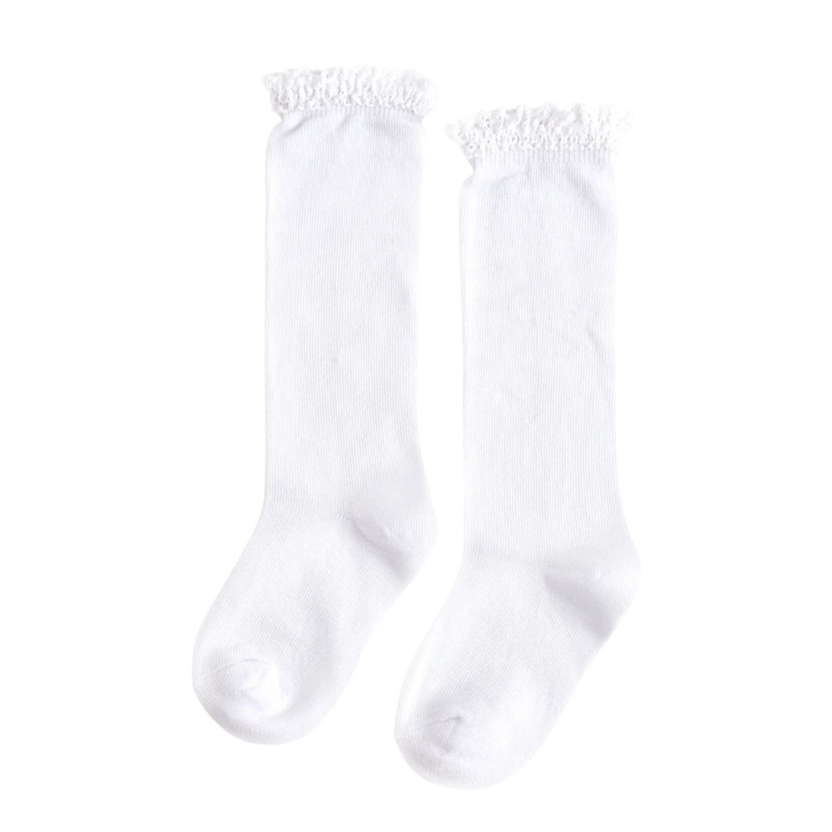 White Lace Top Knee High Socks