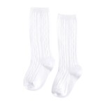 White Cable Knit Knee High Socks