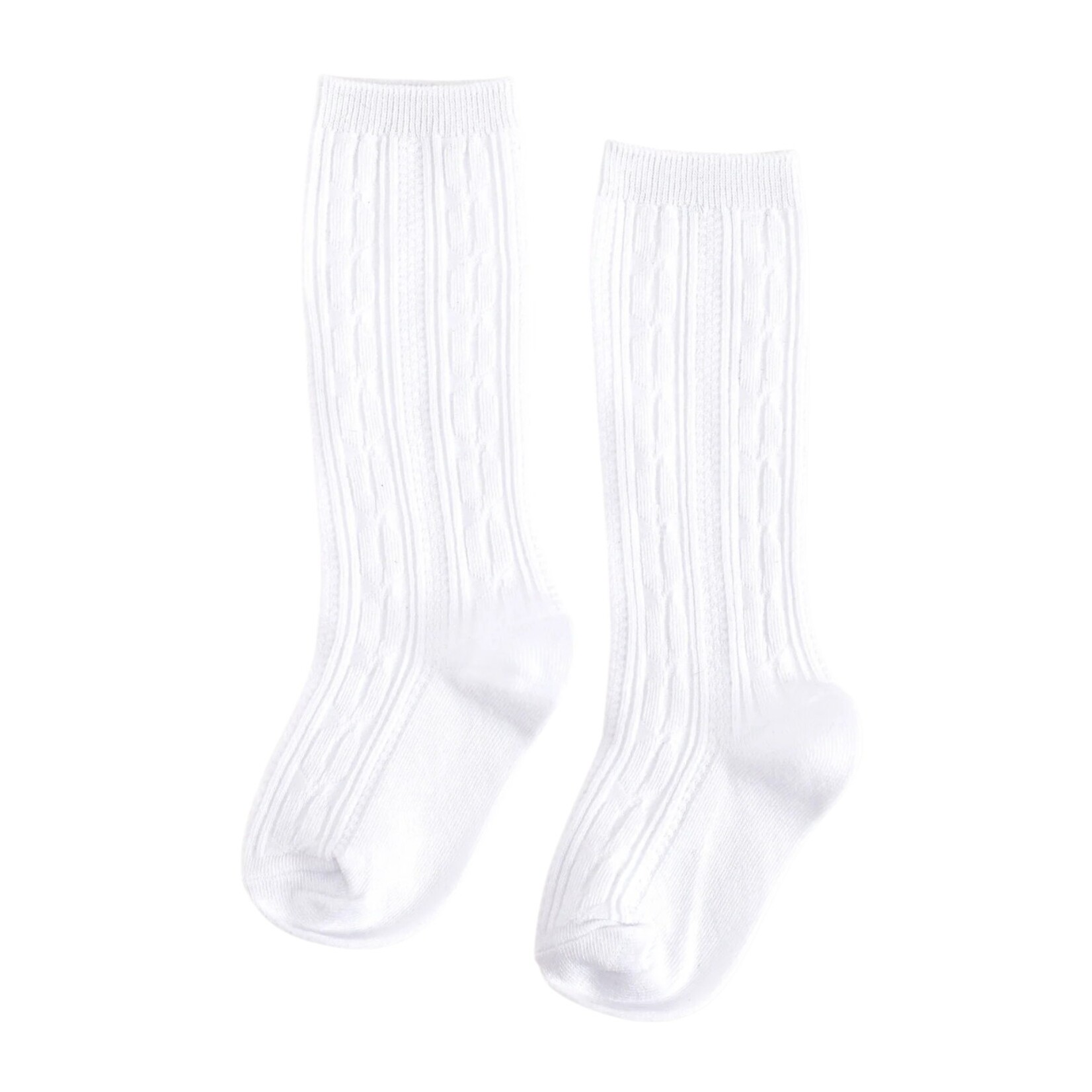White Cable Knit Knee High Socks