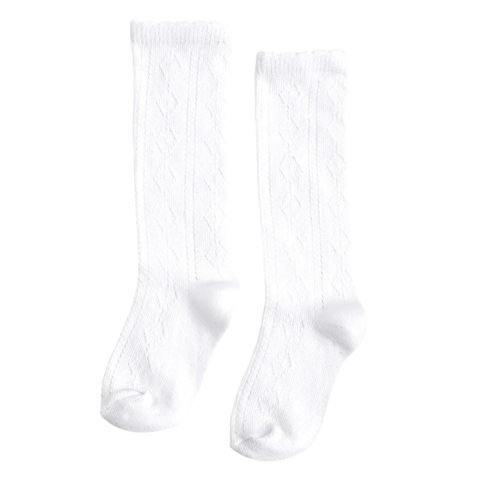 White Scalloped Knee High Socks