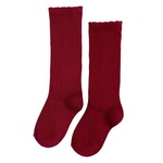 Crimson Scalloped Knee High Socks