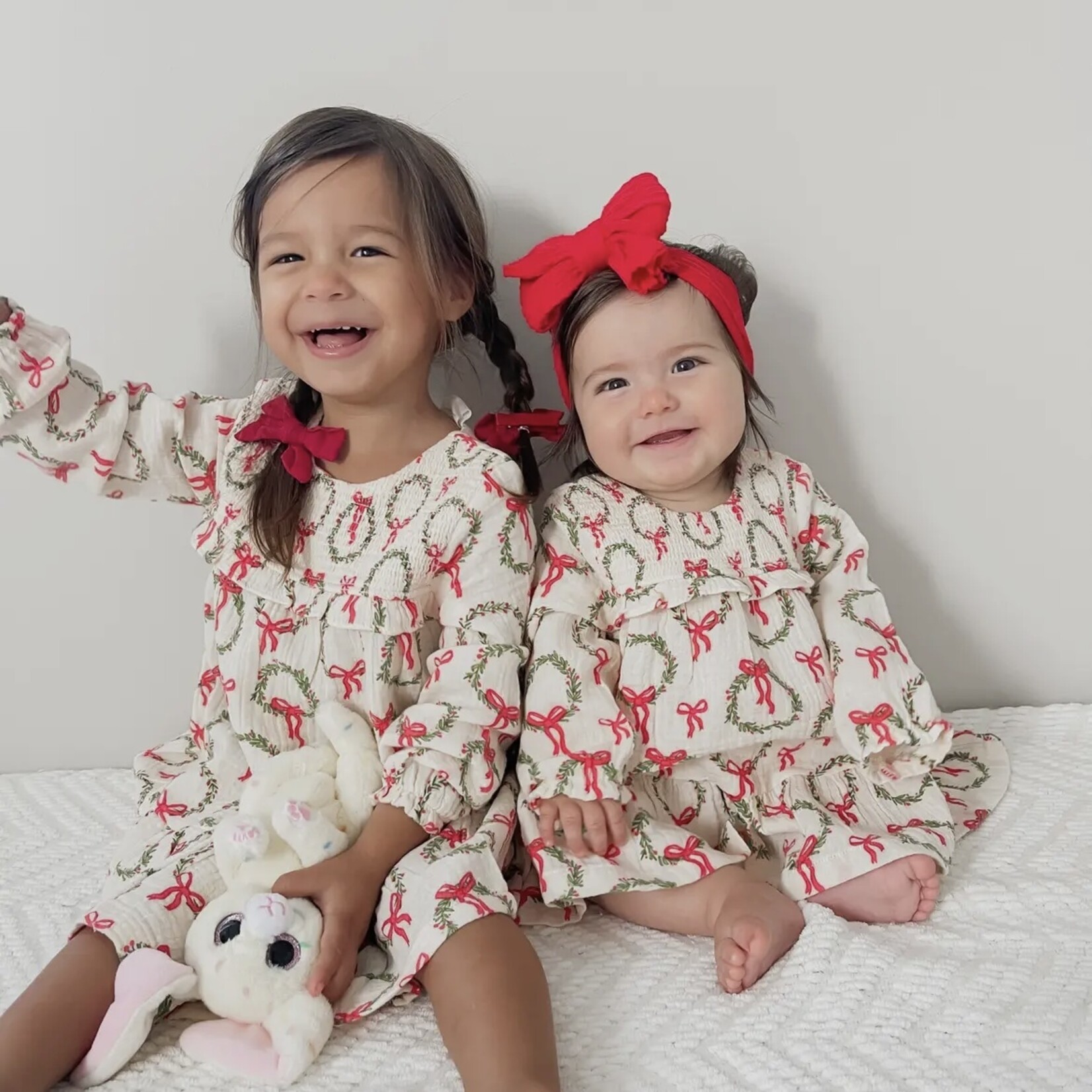 SpearmintLOVE Christmas Wreath Smocked Dress