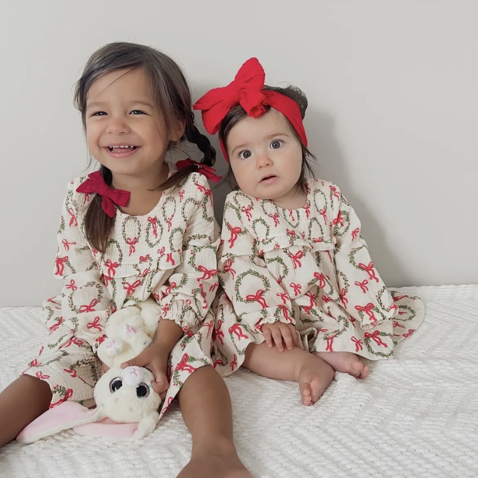 SpearmintLOVE Christmas Wreath Smocked Dress