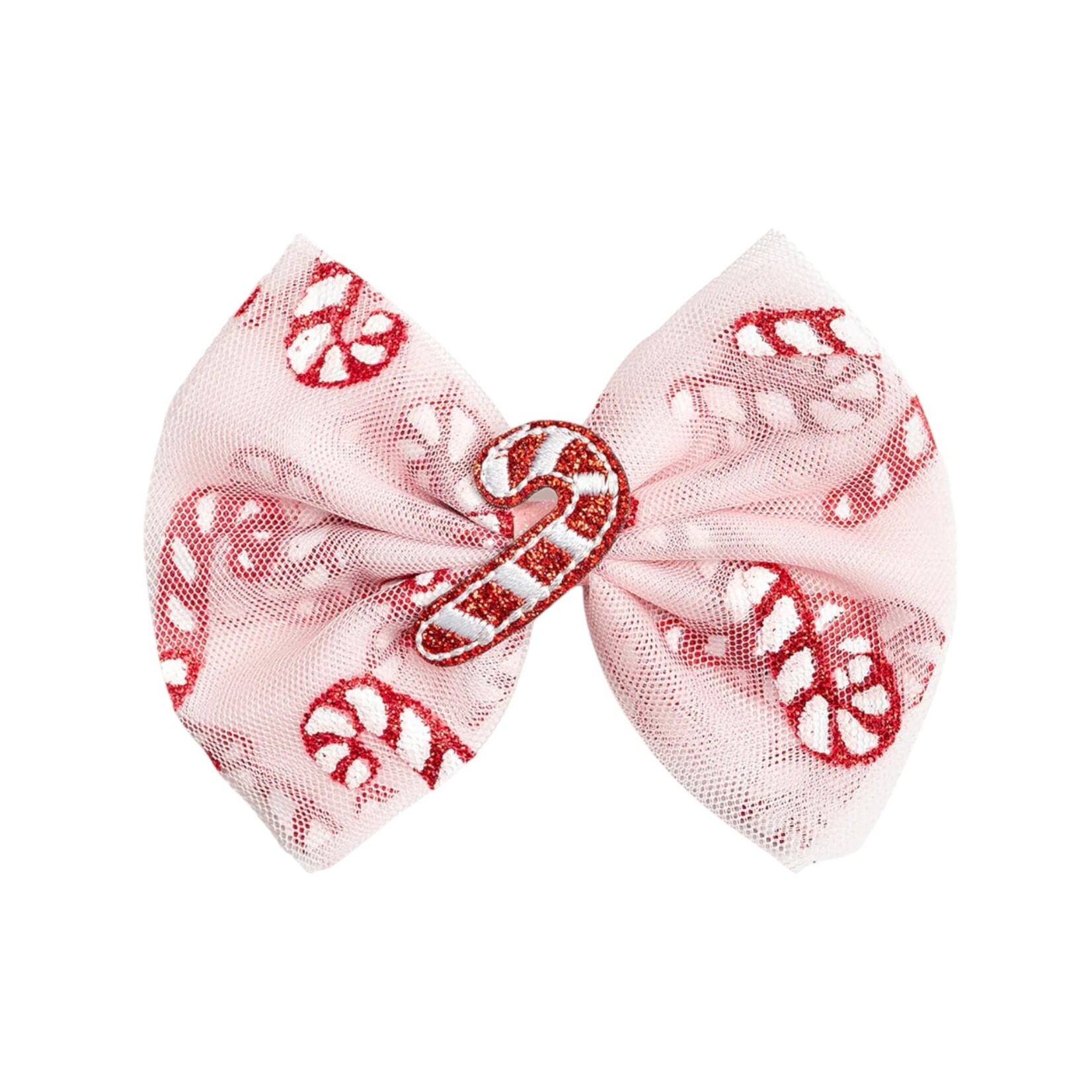 Sweet Wink Candy Cane Tulle Bow