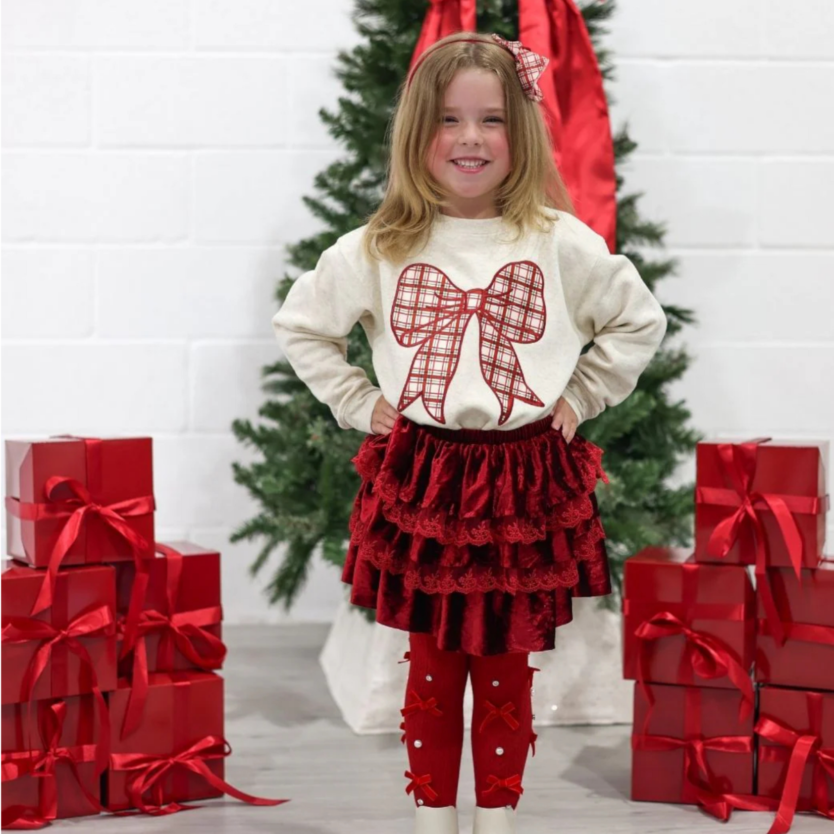 Sweet Wink Red Velvet Tiered Skirt