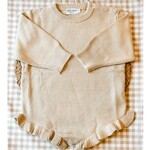 Levi and Lane Newborn Tan Ruffle Knit Romper