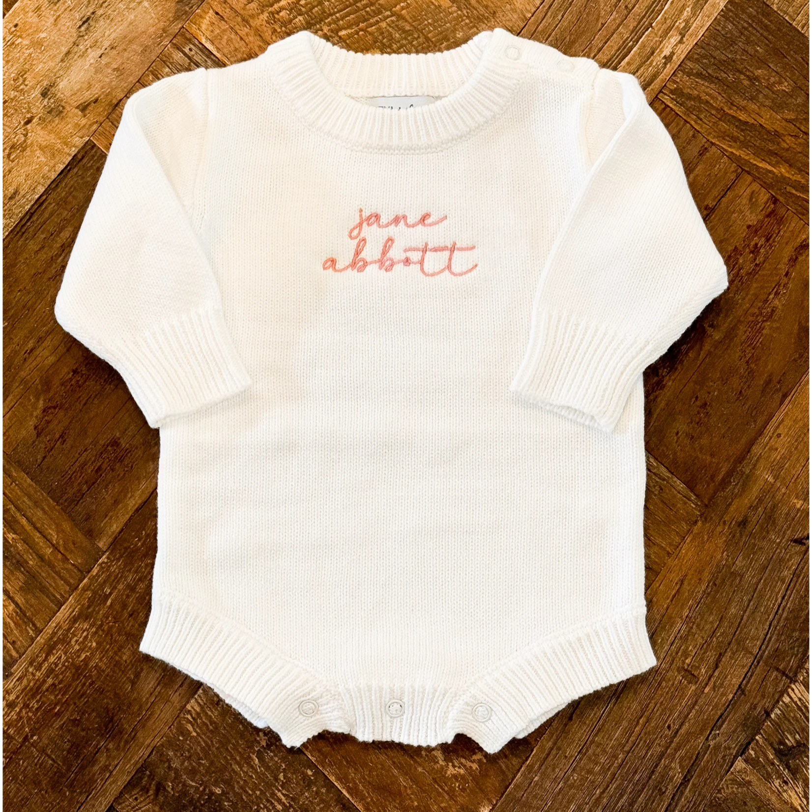 Levi and Lane Newborn White Knit Romper