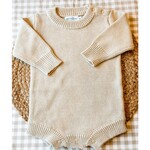 Levi and Lane Newborn Tan Knit Romper