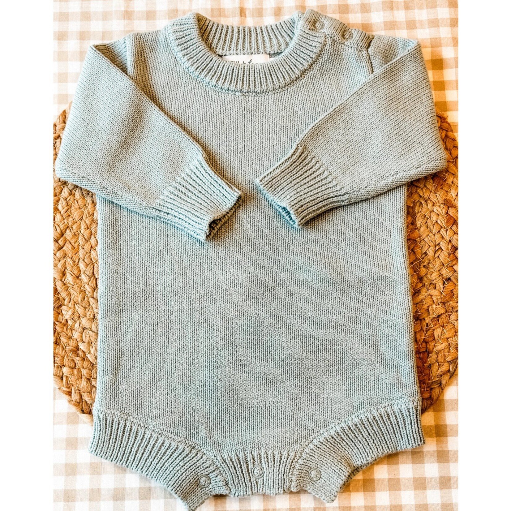 Levi and Lane Newborn Blue Knit Romper