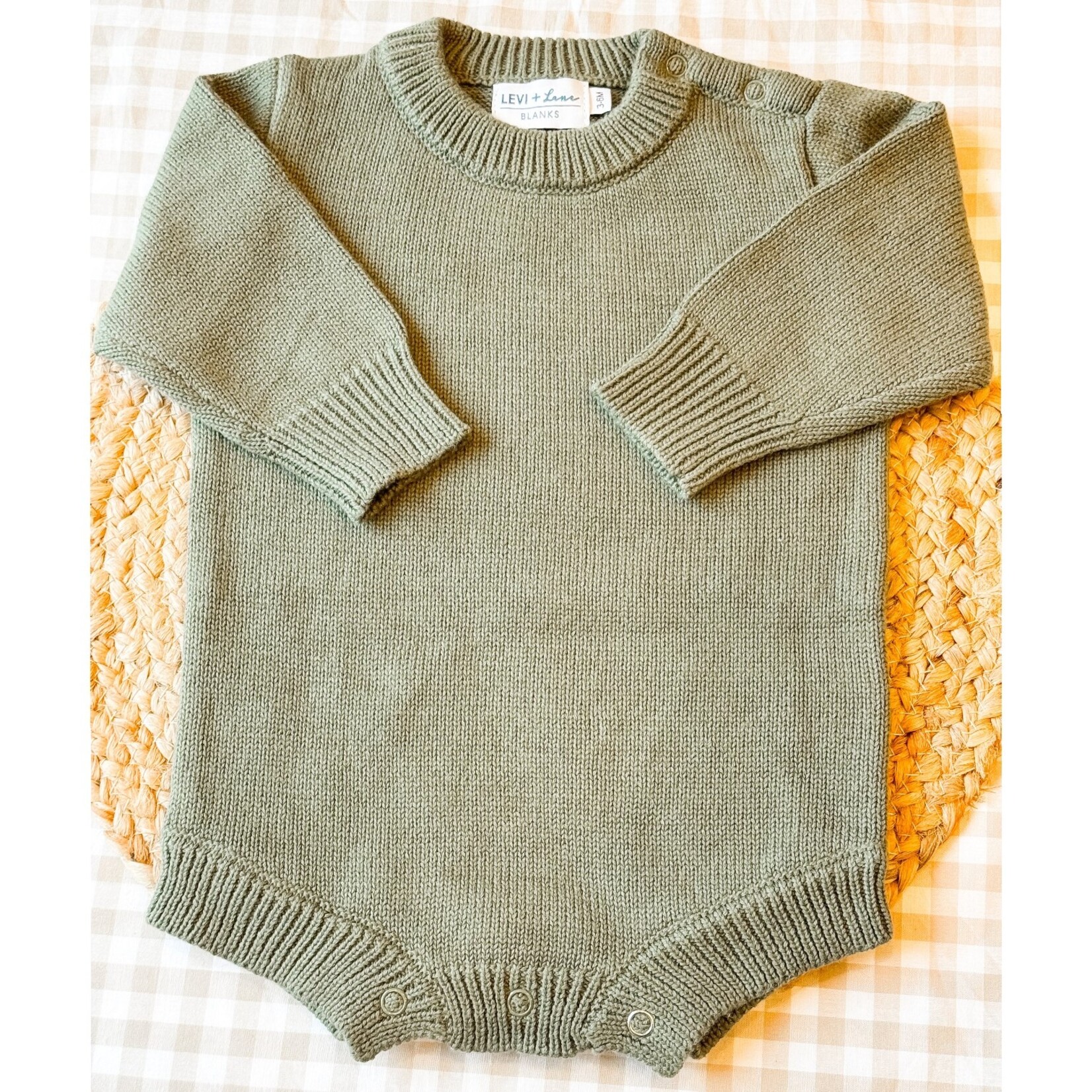 Levi and Lane Newborn Sage Knit Romper