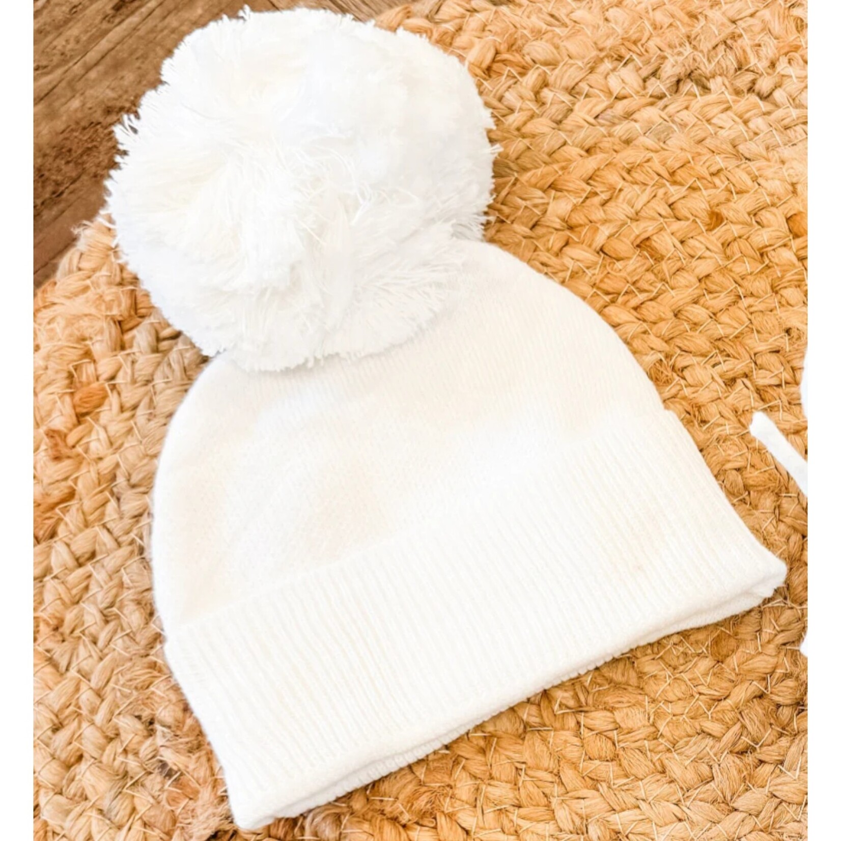 Levi and Lane Newborn White Knit Hat