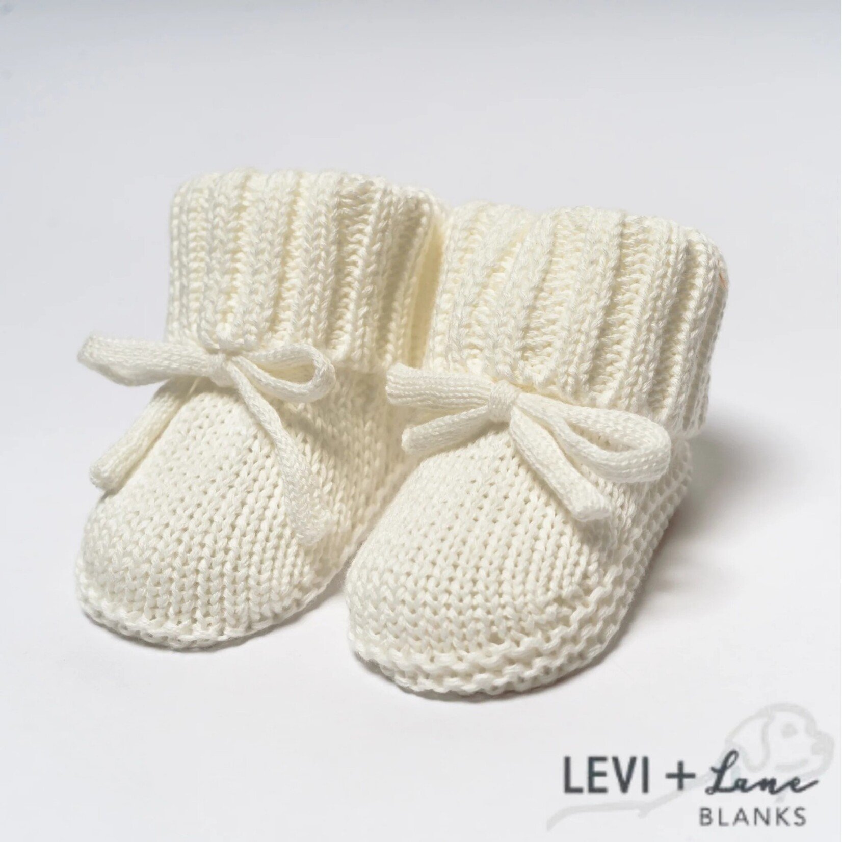 Levi and Lane Newborn White Knit Booties