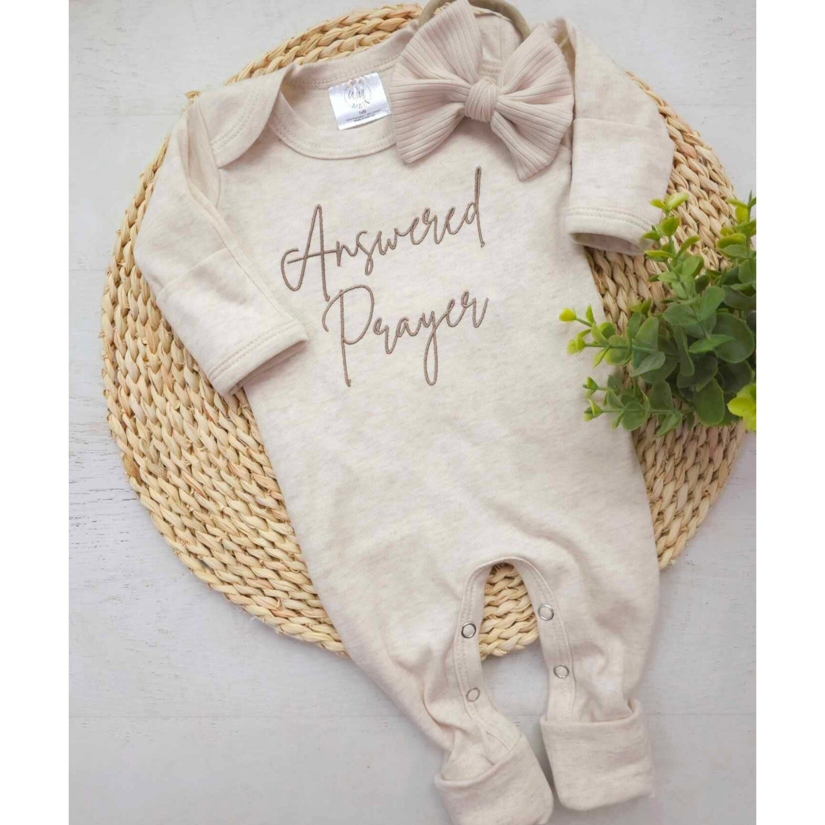 Wonderfully Made Newborn Answered Prayer Romper & Bow