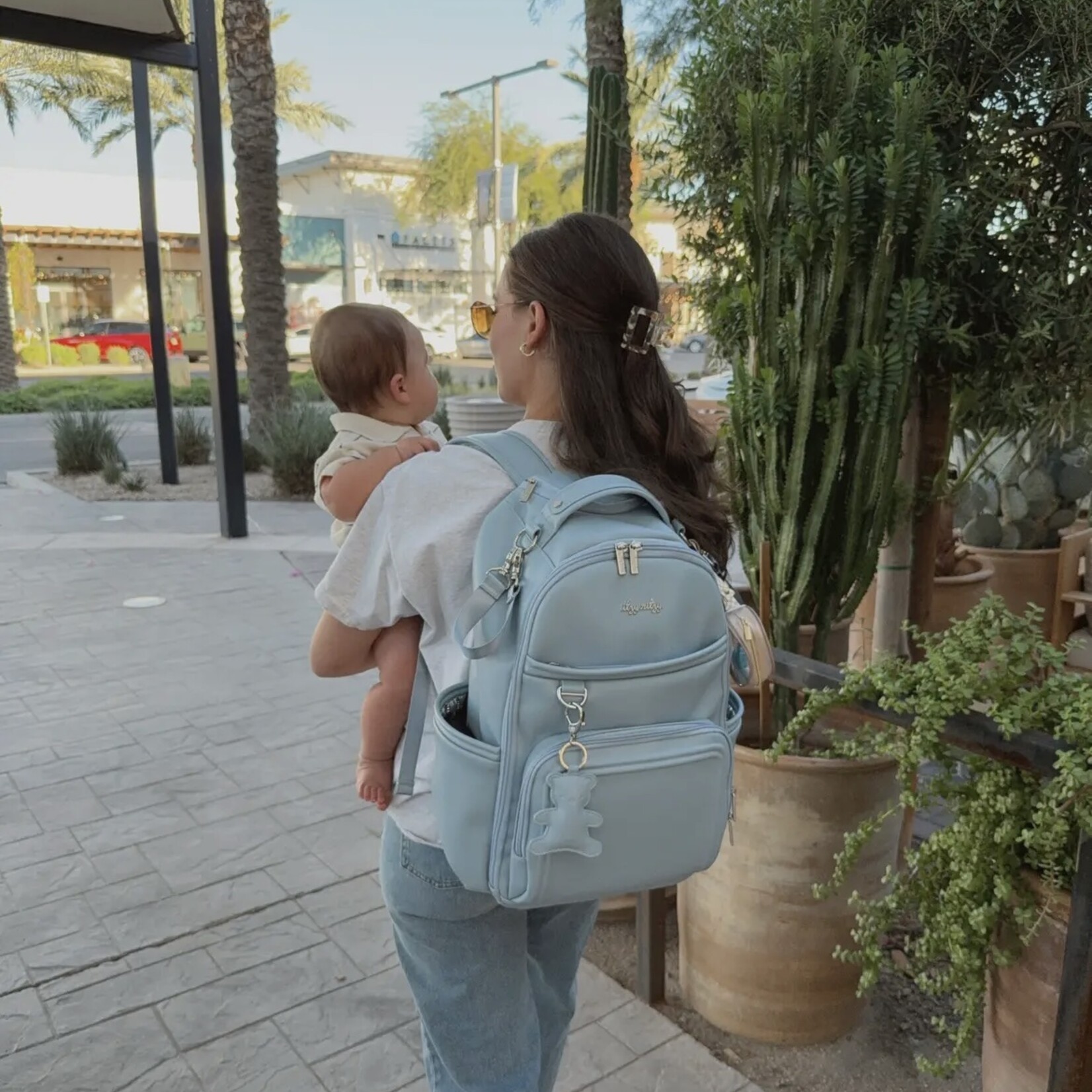 Itzy Ritzy Teddy Blue Boss Plus Diaper Bag Backpack