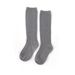 Charcoal Cable Knit Knee High Socks