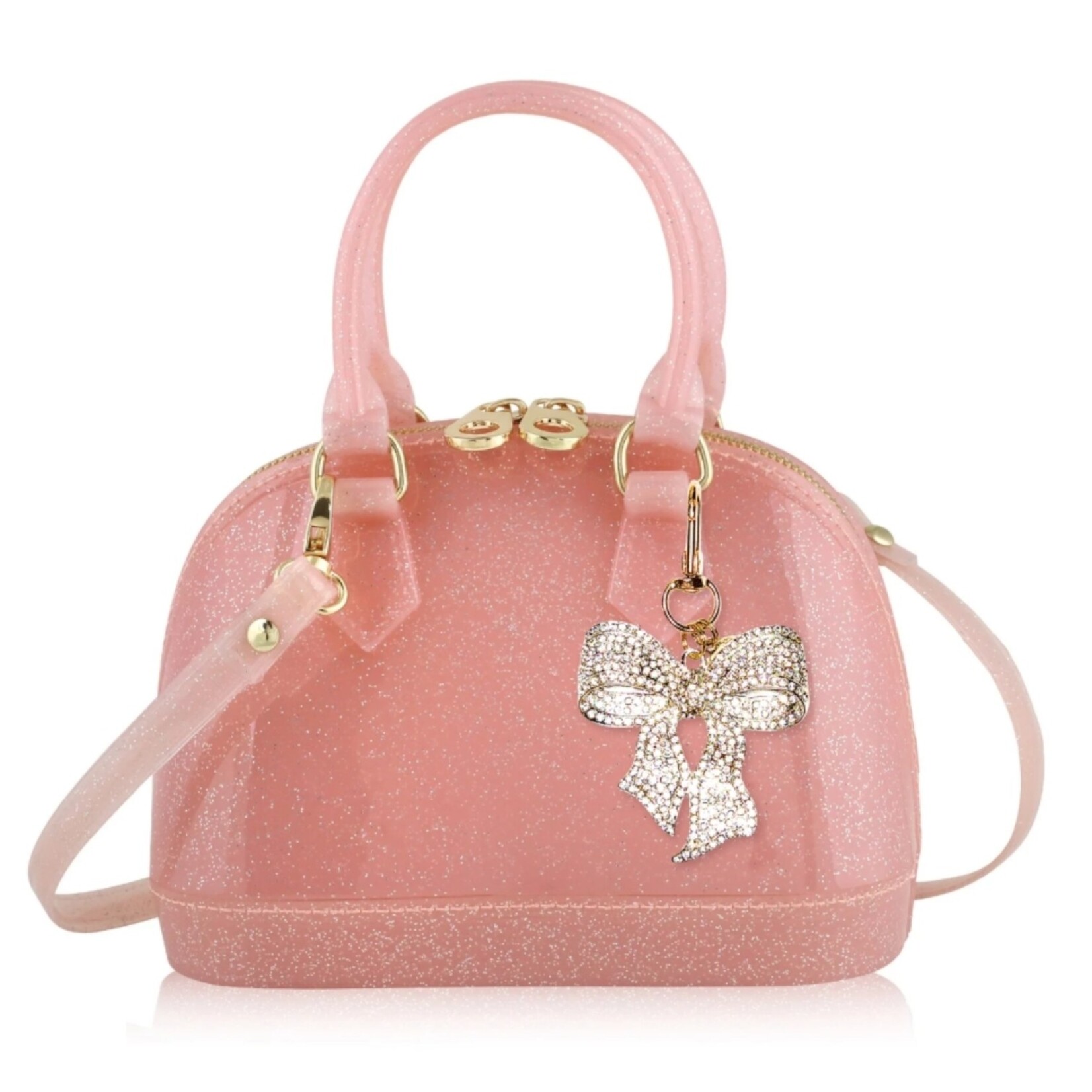 Carrying Kind Light Pink Sparkle Bow Purse