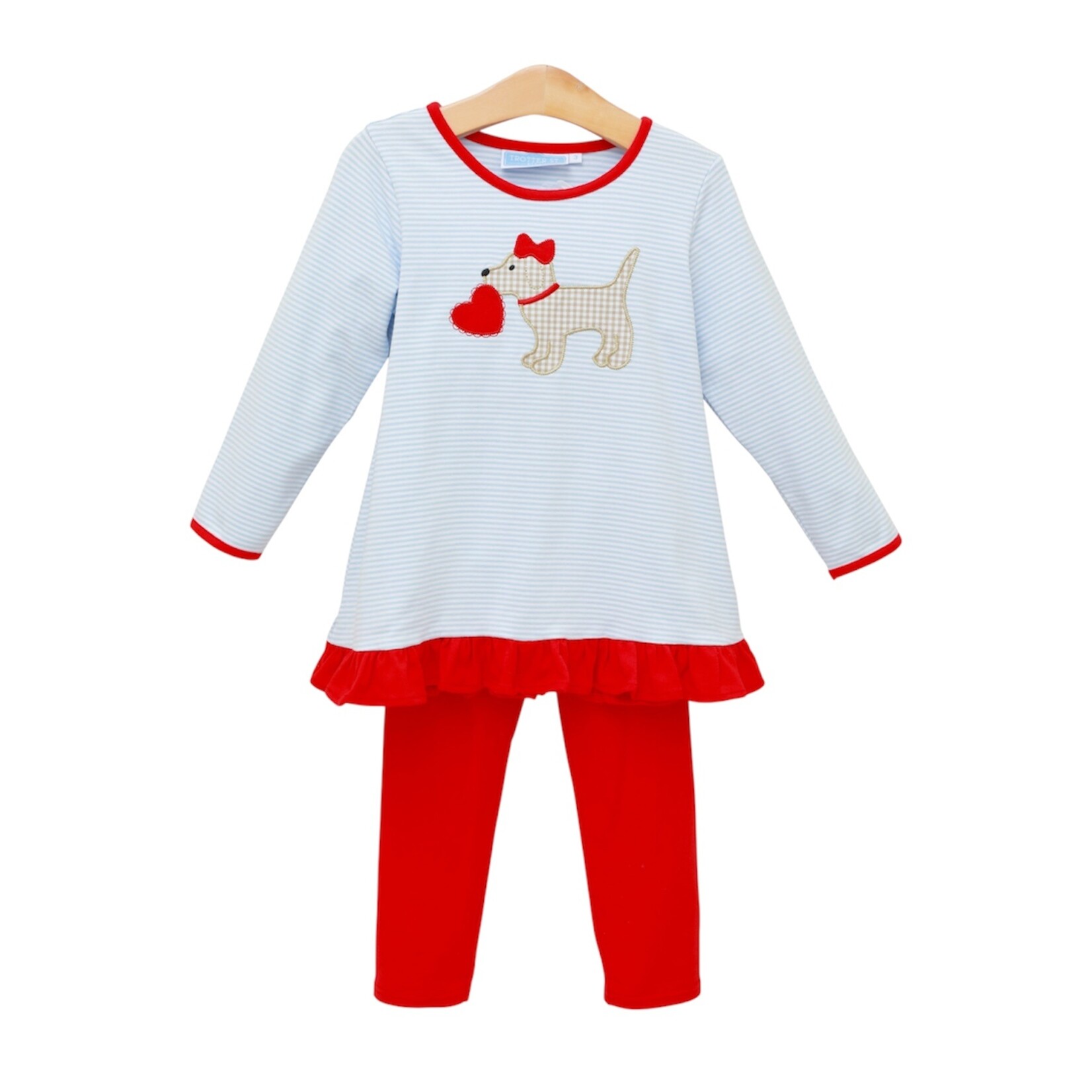 Trotter Street Kids Puppy Love Ruffle Pant Set