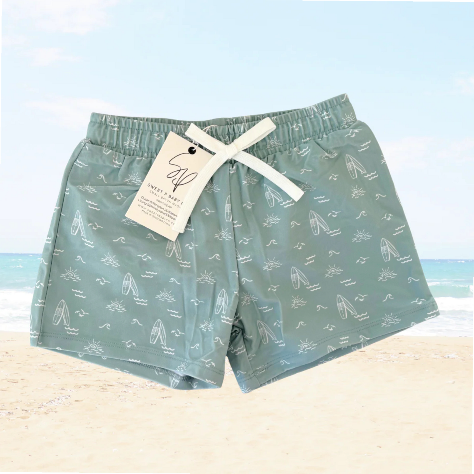 Sweet P Baby Sage Surfer Swim Shorts