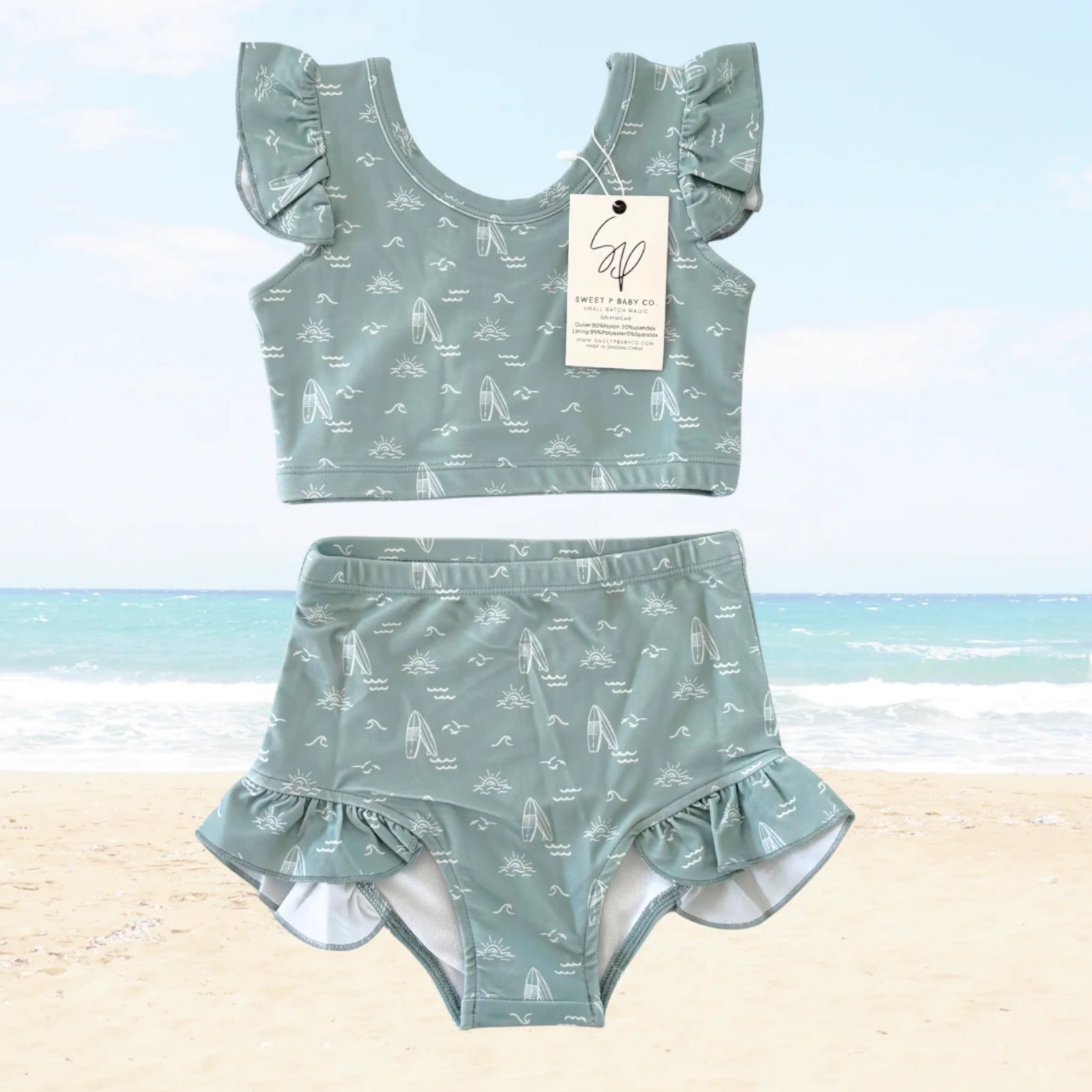 Sweet P Baby Sage Surfer Flutter Bikini