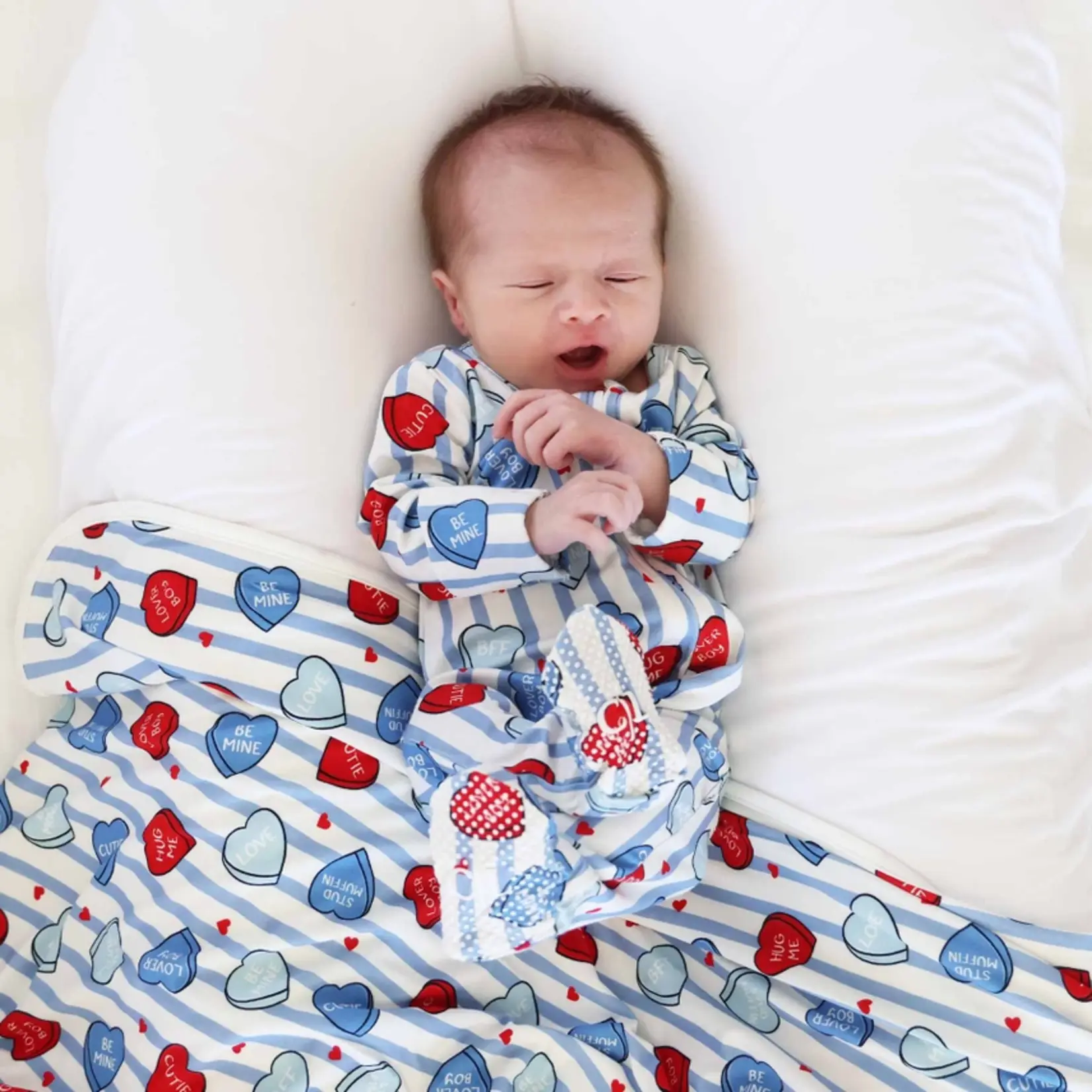 Caden Lane Sweet Like Candy Blue Newborn Footie