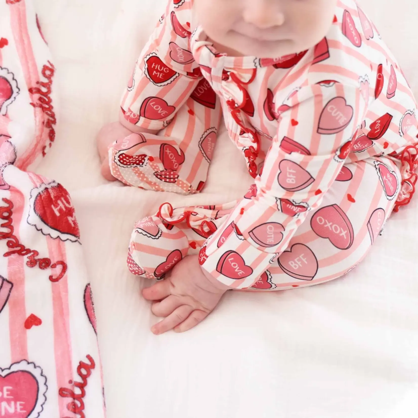 Caden Lane Sweet Like Candy Pink Newborn Footie