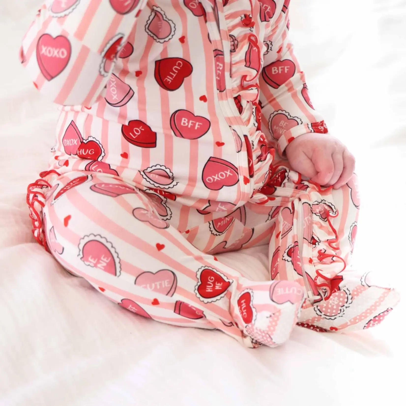 Caden Lane Sweet Like Candy Pink Newborn Footie
