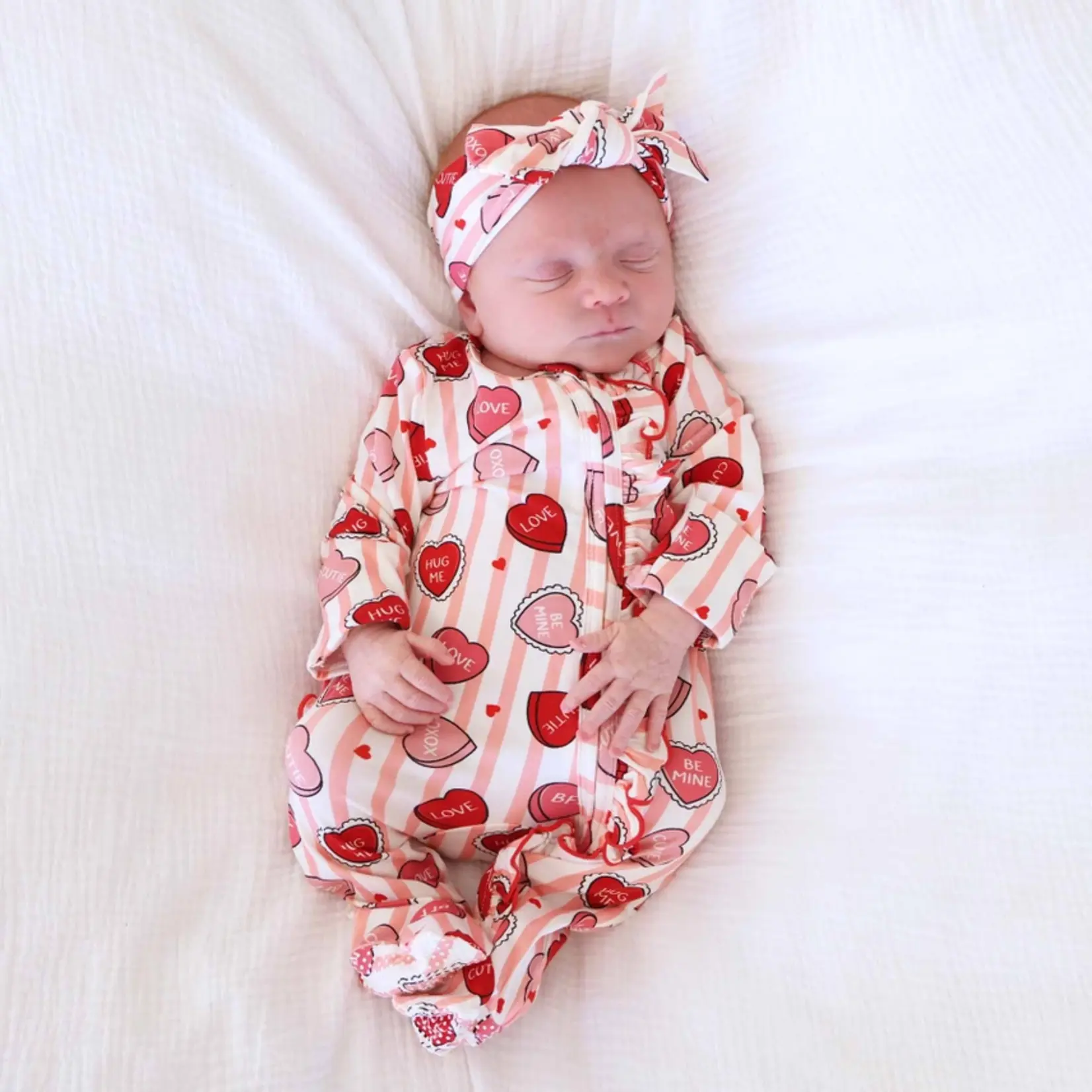 Caden Lane Sweet Like Candy Pink Newborn Footie