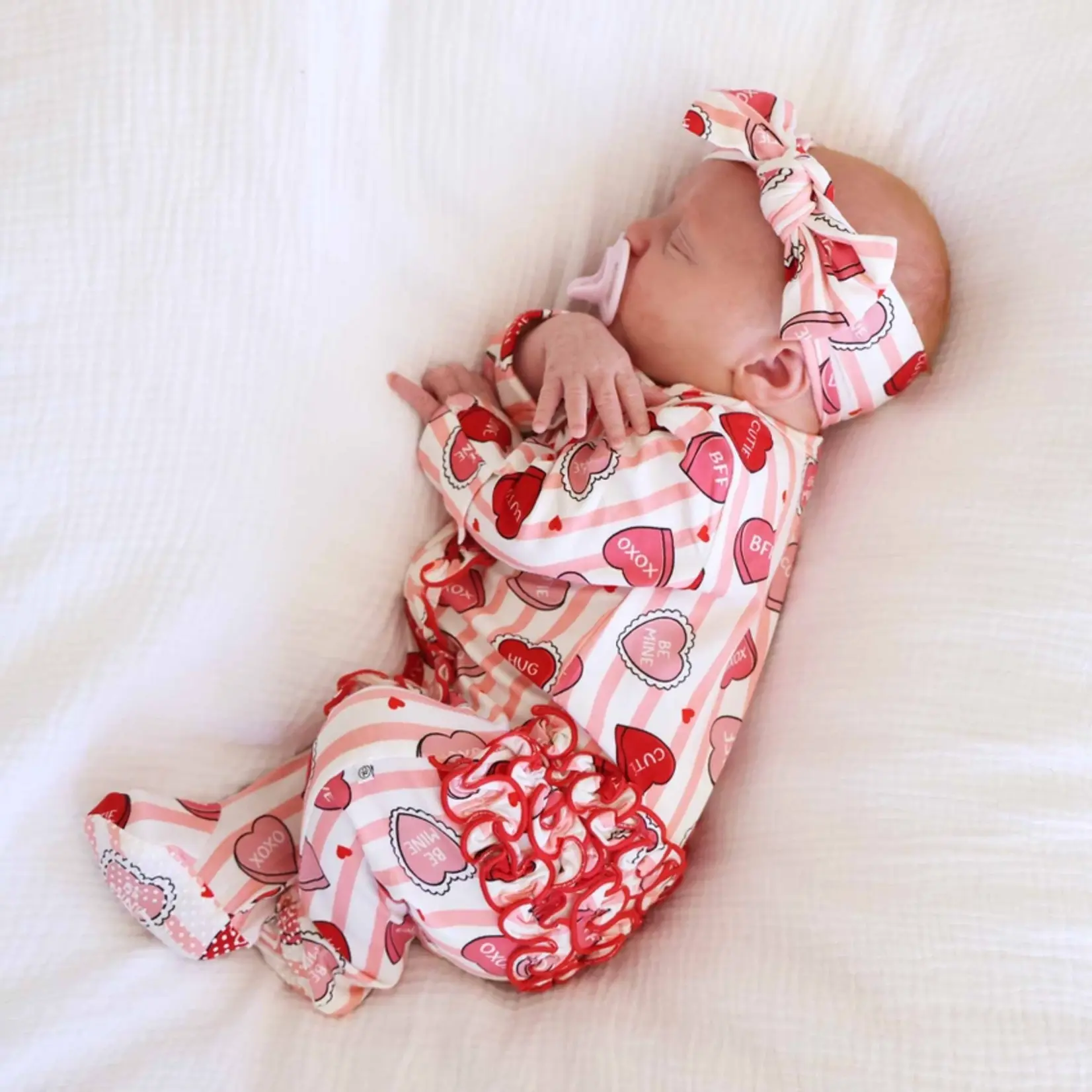 Caden Lane Sweet Like Candy Pink Newborn Footie