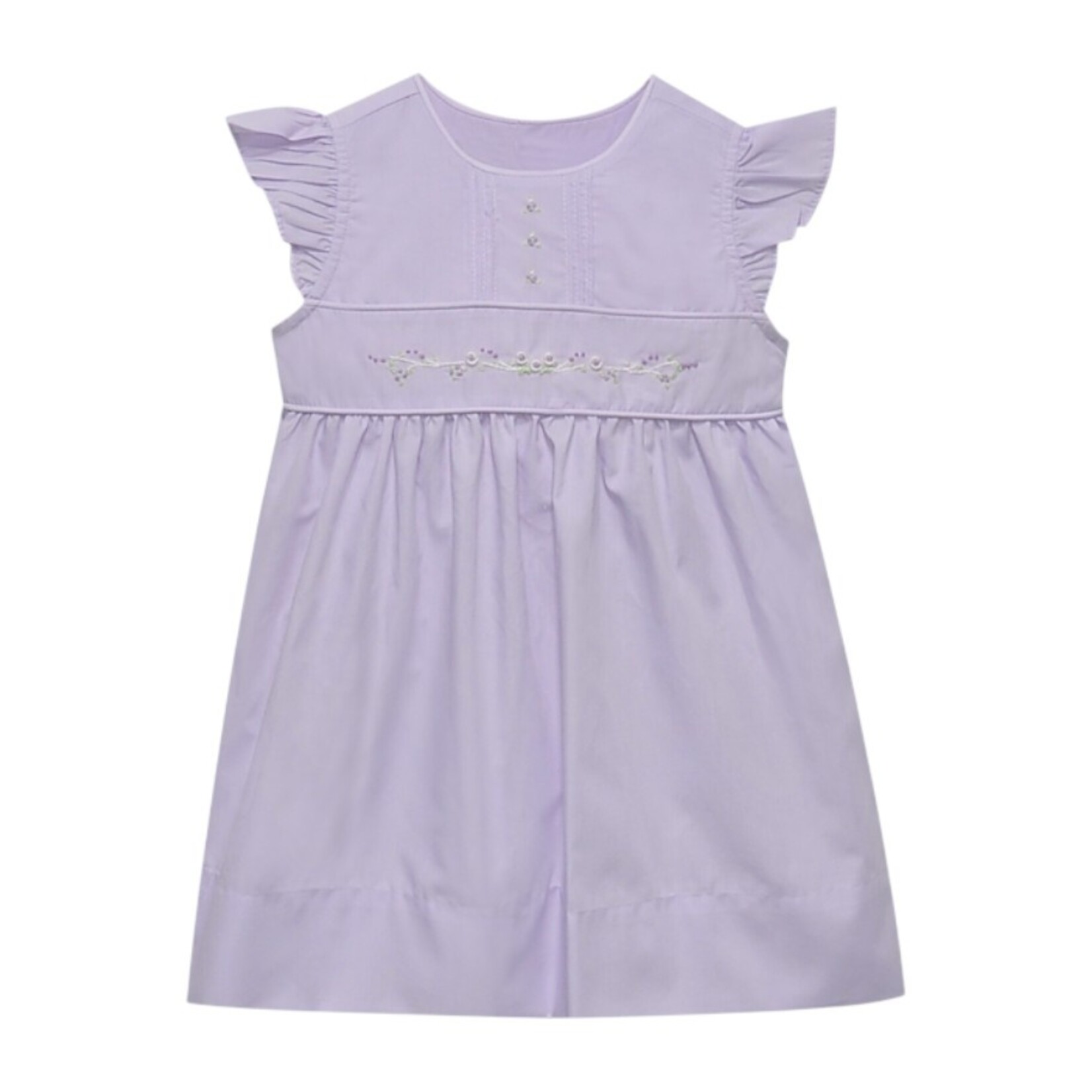 Babysen Purple Posy Embroidered Dress