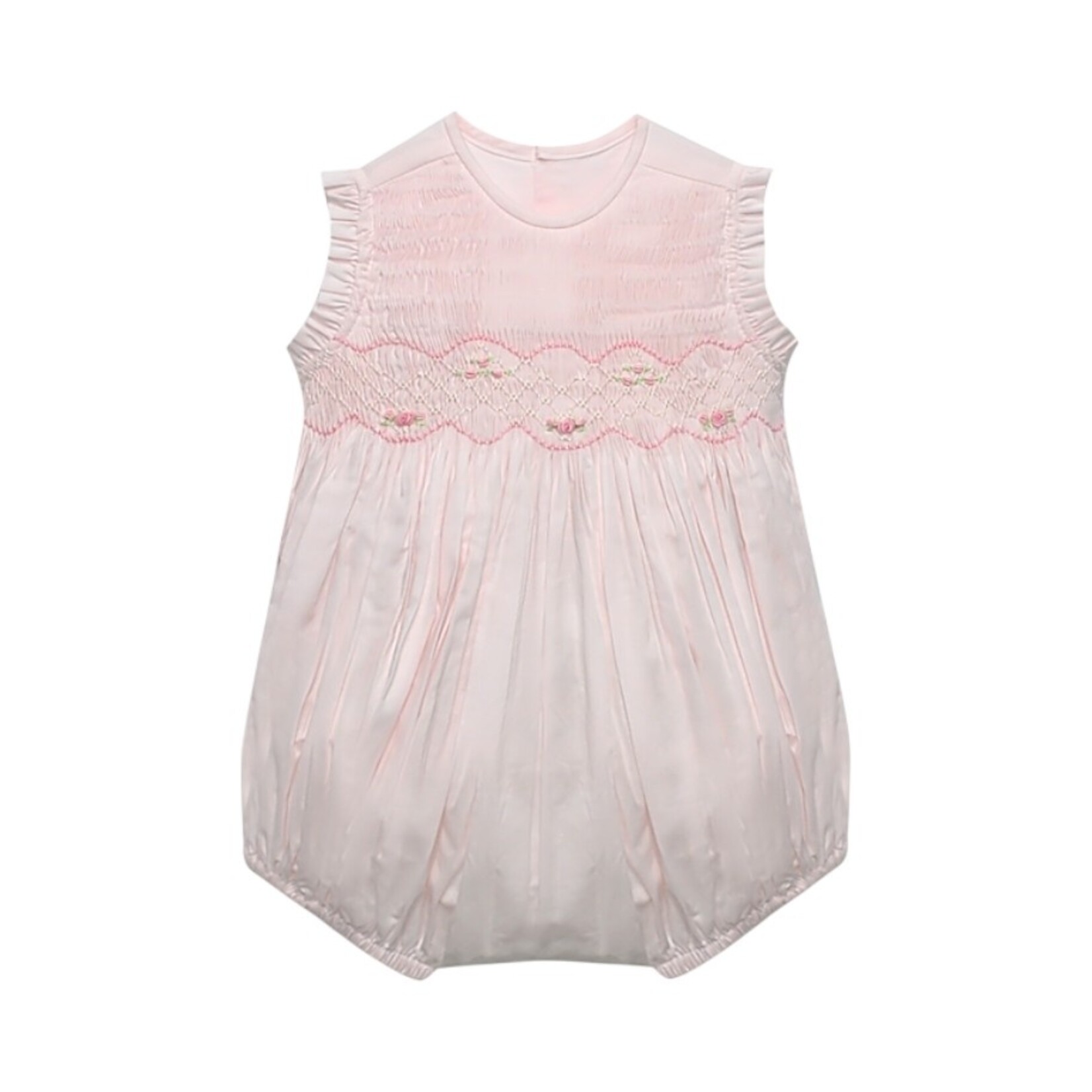 Babysen Pink Bunches of Roses Smocked Bubble