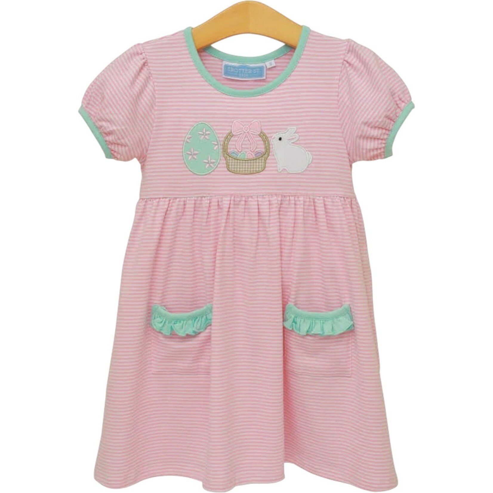 Trotter Street Kids Bunnies & Basket Girl Easter Dress