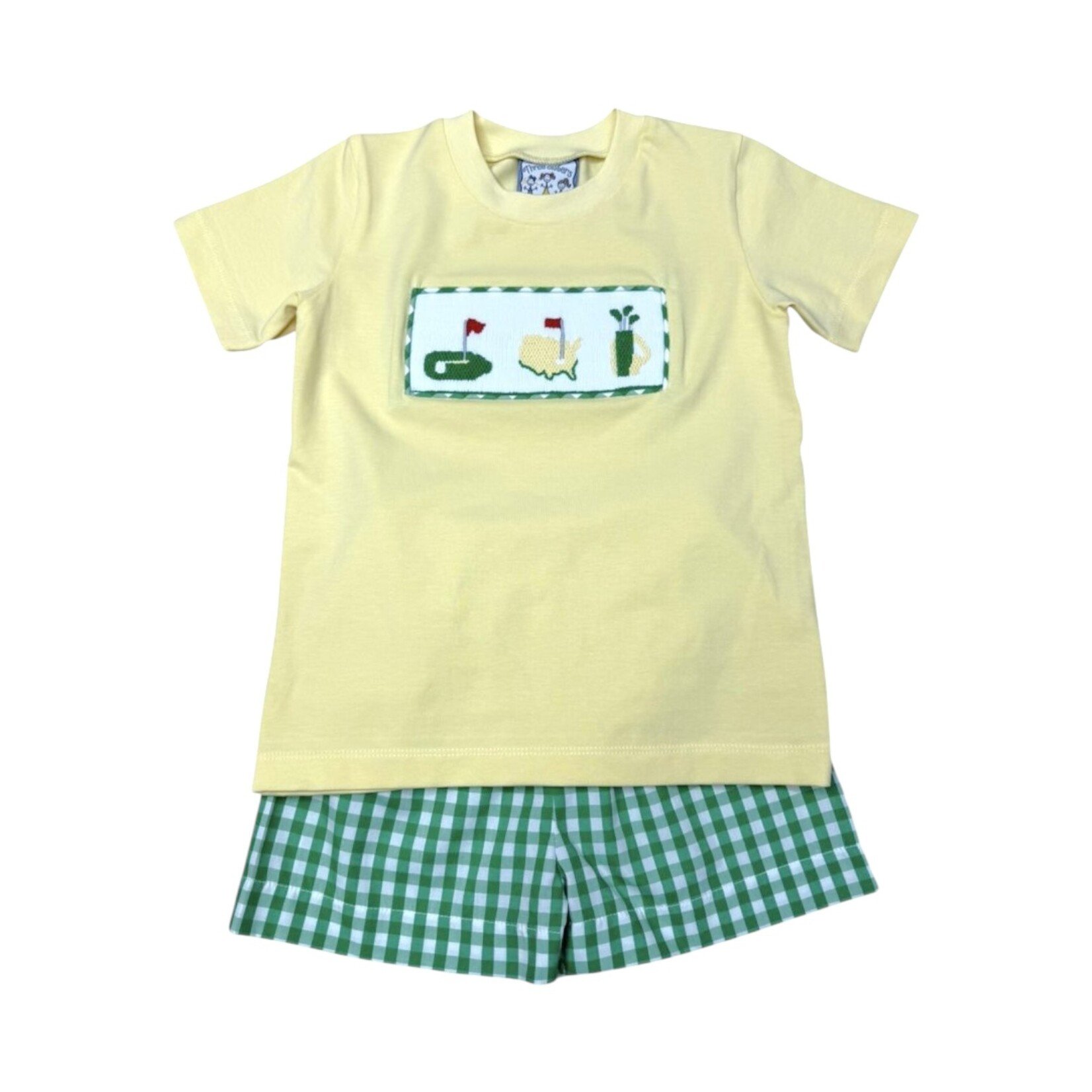 Three Sisters Golf Masters Smocked Boy Short Set