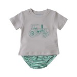 Three Sisters Tractor Embroidered Diaper Set