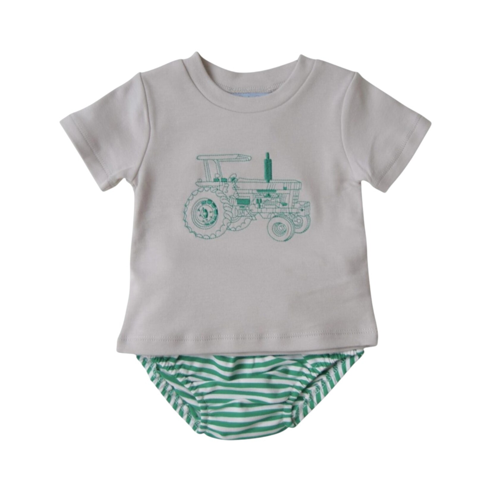 Three Sisters Tractor Embroidered Diaper Set