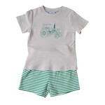 Three Sisters Tractor Embroidered Boy Short Set