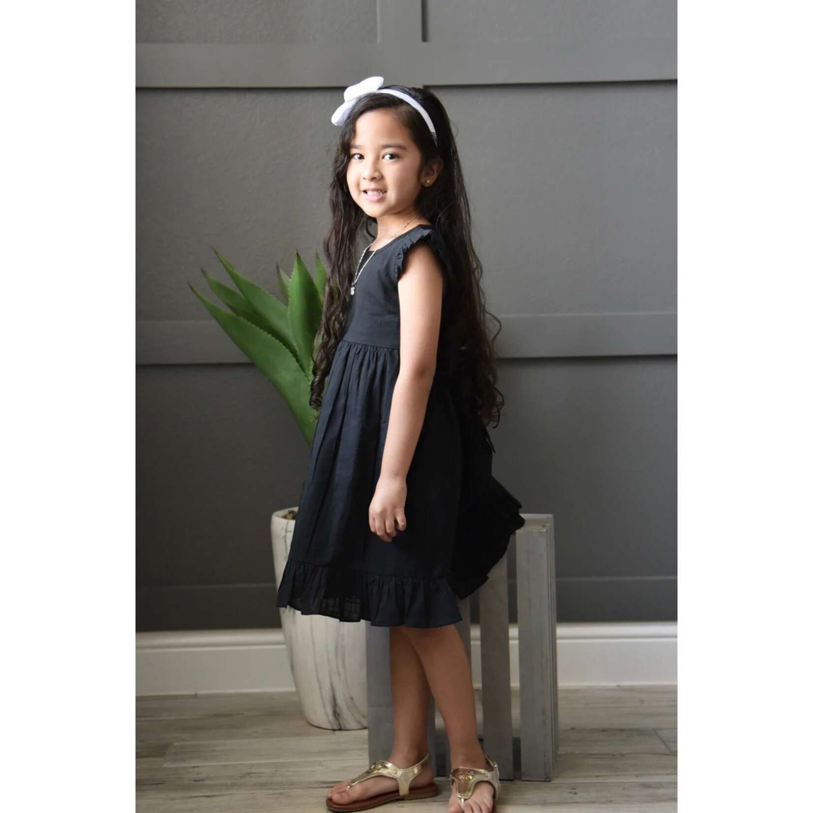 Yo Baby Black Flutter Sleeve Dress