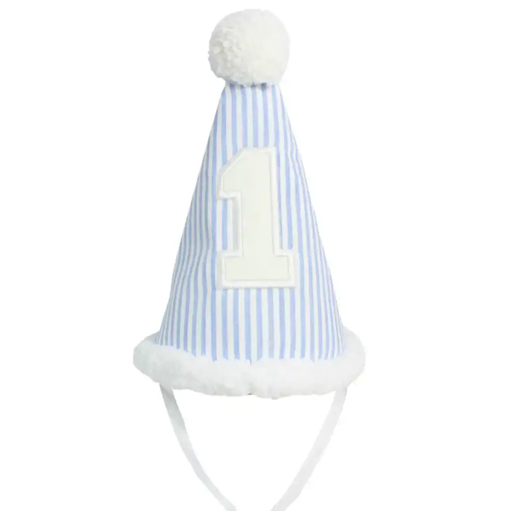 Blue Seersucker Birthday Hat