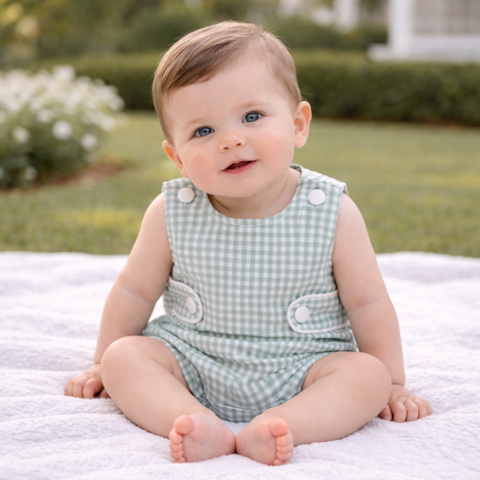 Three Sisters Teal Gingham Boy Bubble