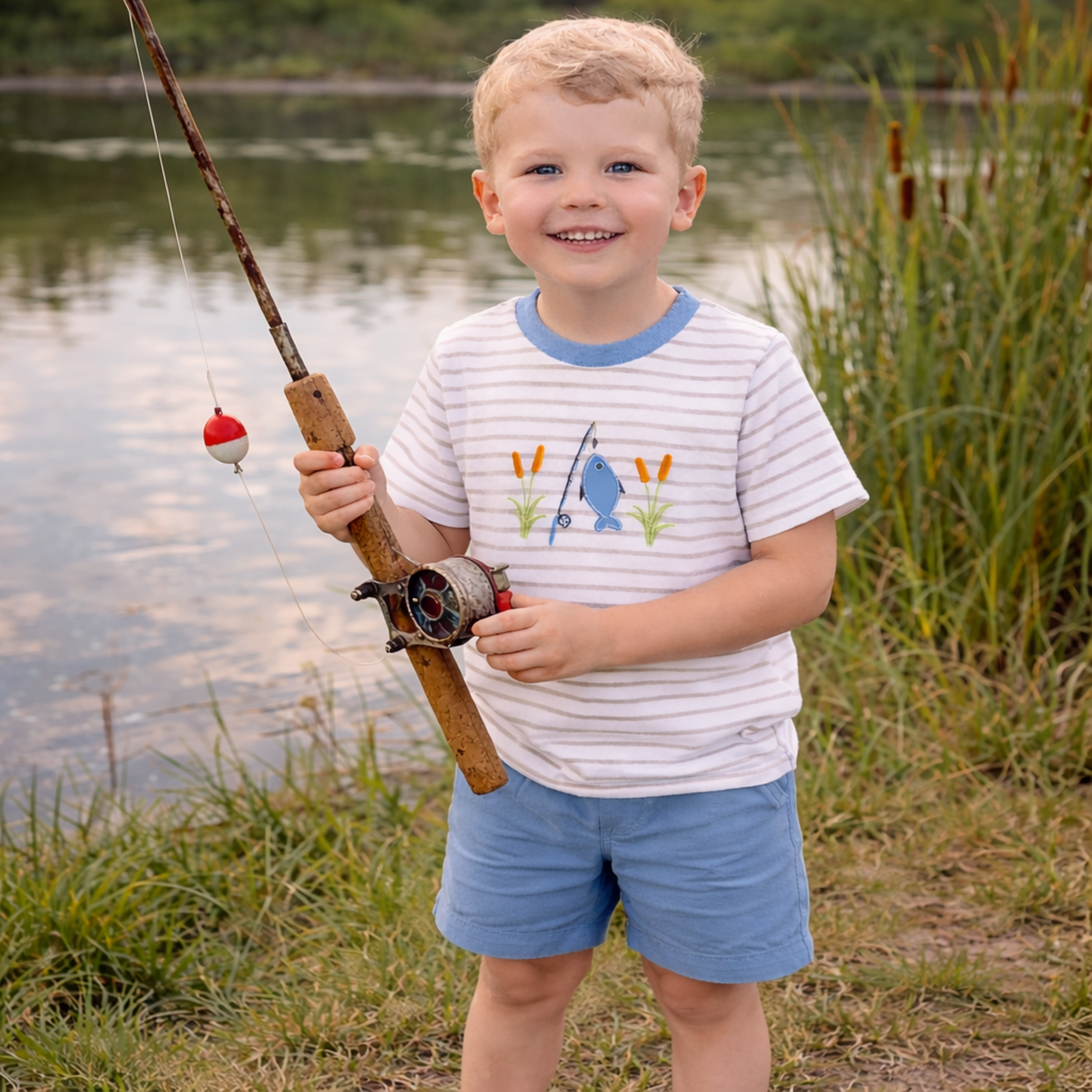 Three Sisters Catch of the Day Fishing Boy Short Set