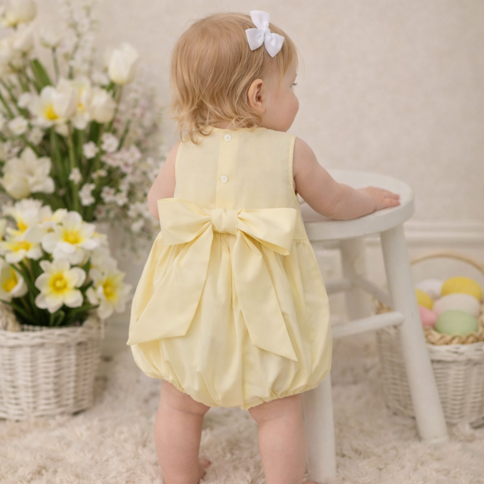 Babysen Maize Lemon Drop Smocked Bubble