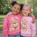 Scripted Pearl Jesus Loves You Light Pink Teddy Sweatshirt