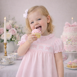 Babysen Pink Smocked Bows Dress