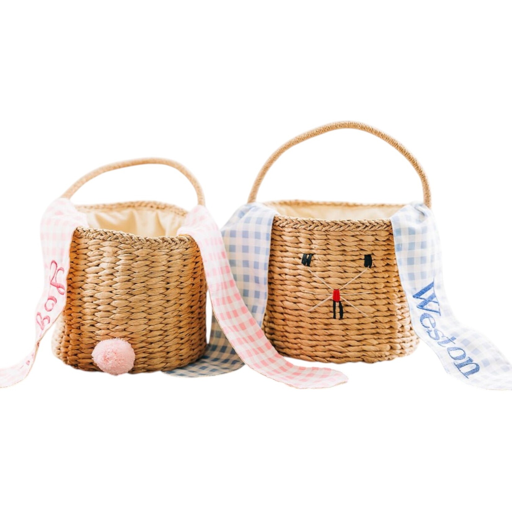 Blue Gingham Easter Bunny Basket