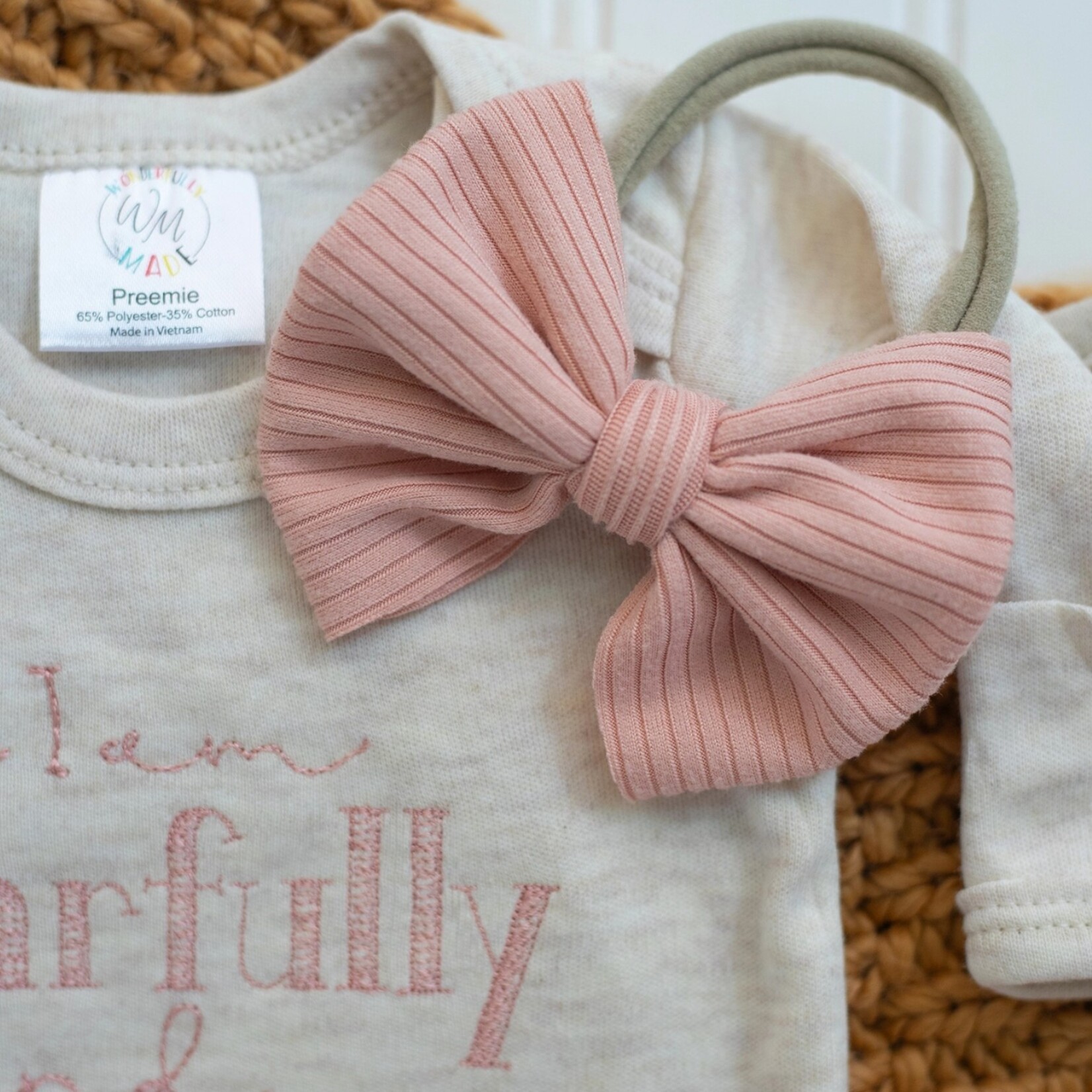 Wonderfully Made Wonderfully Made Newborn Romper & Bow