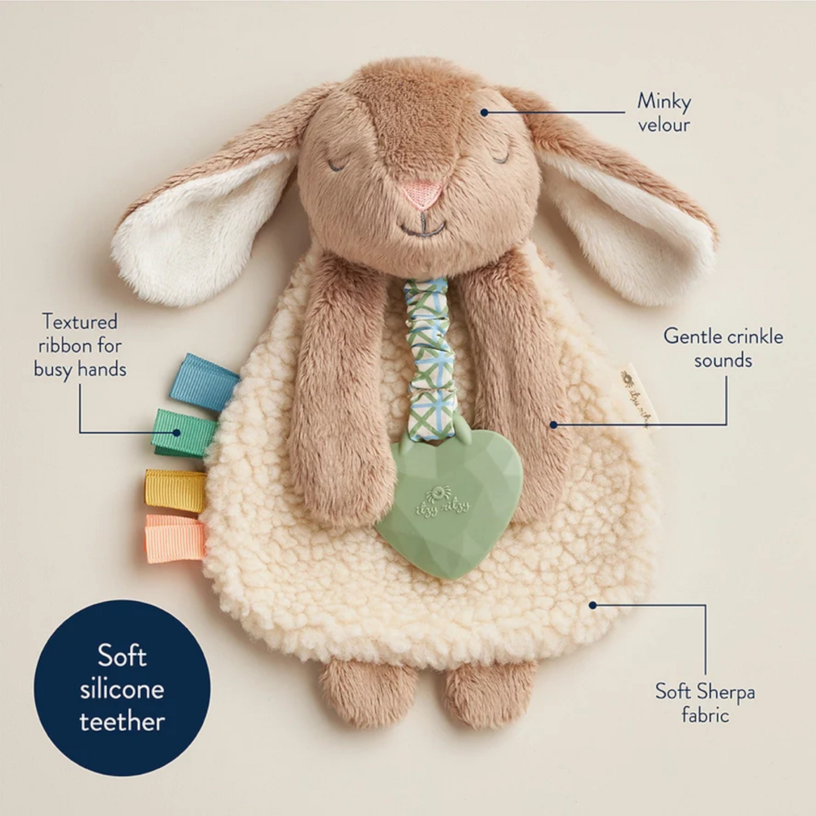 Itzy Ritzy Taupe Bunny Teething Lovey