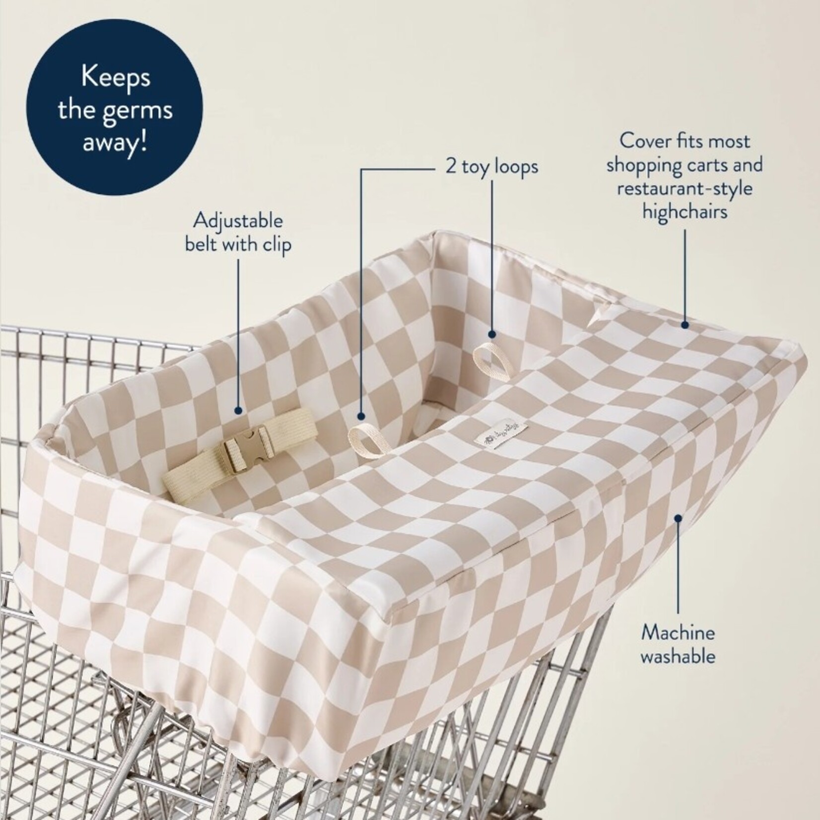 Itzy Ritzy Taupe Checkered Cart Cover